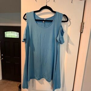 ~Surfer Line~ Blue Cold Shoulder Women's Top